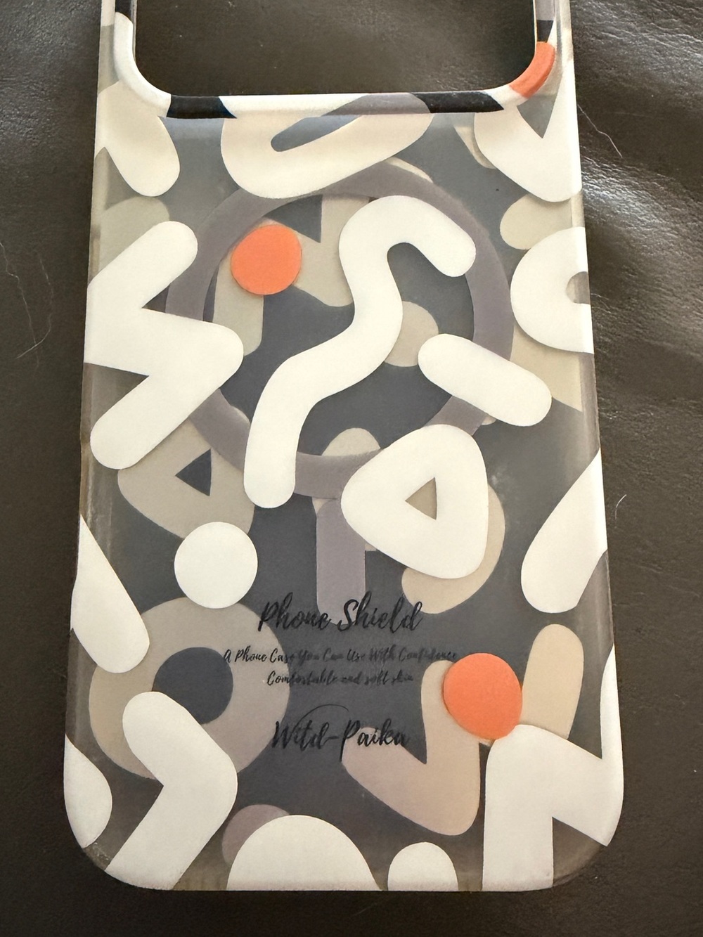 Abstract Pattern Phone Case - White & Orange - Picture 2 of 3